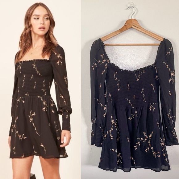 Reformation Dresses & Skirts - Reformation | Kelli Dress in Black with Pink floral, size small